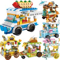 DIY Architektur Eiscreme-Auto Laden Straßenansicht Lebensmittel Bausteine Set Mädchen Bausteine Klassisches Film-Modell Spielzeug
