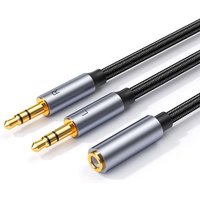 3.5mm Aux Stereo Audio Cable Left and Right Vocal Channel 1 to 2 Adapter Cable Separation line with Sleeve Female to Male Cable
