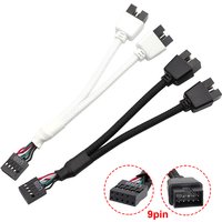 1PCS 9-Pin USB 2.0 Y Splitter Cable Motherboard USB 2.0 9pin Female to Dual Male Converter Extension for PC Front Panel Audio HD