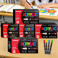 12/24/36/48/60 Colors Acrylic Brush Markers Felts Brush Tip Acrylic Paint Pens For Wood Rock Painting Canvas DIY Crafts