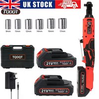 3/8'' Electric Cordless Ratchet Right Angle Wrench Impact Power Tool 21V Battery with 2 Battery & 6pcs Sockets Set image 3
