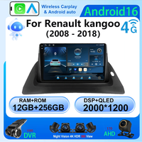 Android 16 Carplay Auto For Renault kangoo 2008 2009 2010 2011 2012 2013 2014 2015 - 2018 Car Radio Multimedia Video Player GPS