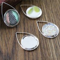 20pcs 12mm Inner Size Silver Gold Plated Black Rhodium Brass Material Simple Cabochon Base Cameo Setting Charms Pendant Tray