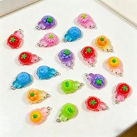 10Pcs Glow In The Dark Fruit Turtle Resin Pendants, Cartoon Animal Charms for DIY Jewelry, Handmade Earring Bracelet Accessories
