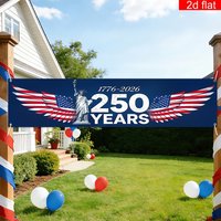 VIKAMA USA 250th Anniversary Banner Outdoor 1776-2026 Vintage Rustic Patriotic Sign for 4th of July Party Yard Fence Decor