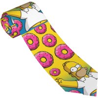 Funny S-Simpsons Donut Obsession Tie Elegant Neck Ties For Adult Business Great Quality Collar Tie Design Necktie Accessories