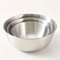Set of 3 Stainless Steel Mixing Bowls with Measurements, Suitable for Home Use, Thickened for Mixing and Kneading,Ideal for Eggs