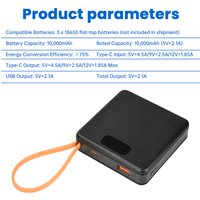3 Slots 18650 Battery Box DIY Power Bank Kit 10W / 22.5W No Welding Battery Case Fast Charging Case With Charge Cable