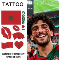 Morocco Flag Temporary Tattoo Sticker, Long-lasting and Waterproof, Festival, Football, Soccer Fan Face Stickers, Arm, Face