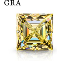 Szjinao Moissanite Light Yellow Princess Cut Stone 1ct to 5ct Loose Gemstones With Ceritificate Bright Beads For Jewely Making