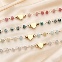 Natural Stone Bracelet on Hand for Women Fashion Jewelry Handwork Chain Bangle Heart Design