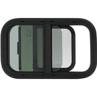 500*300mm Glattes Schiebefenster für Wohnmobile, Schwarz Lackierter Aluminiumrahmen, Gehärtetes Glas, Abnehmbares Fliegengitter, Stoßfest, Sonnenschutz, Wasserdicht, Sichtschutzfenster, Passend für
