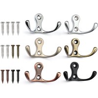 Double Prong Robe Hook Zinc Alloy Wall Hooks Hardware Coat Hanger Key Rack Towel Holder with Screws for Entryway Bathroo,Key,Bag