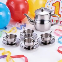 Tea Pot Small Stainless Steel Tea Pot Set Long Mouthed Tea Pot With 4Pcs Cups Leak-Proof Pot Pour Oil Bottle Kitchen Supplies