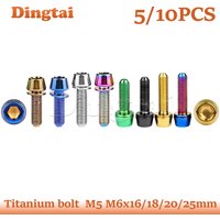 Dingtai Titanium Bolt 5/10PCS M5/M6x16 18 20 25mm Cone Head with Gasket Washer Bicycle Stem Screws