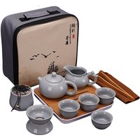 Portable Travel Ceramic Chinese Kung Fu Tea Set Tea Tray Full Set of Storage Package Teapot Teacup Tea Set Birthday Gift