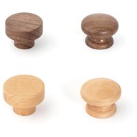 2PCS Walnut Beech Wood Knobs Solid Wooden Round Knob and Pull Furniture Door Handles for Cabinet Wardrobe Drawer Cupboard
