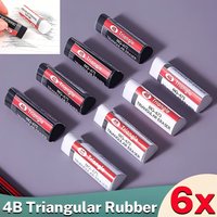 2-6PCS 4B Rubber Erasers Student Examination Error Correction Rubber Black and White Soft Triangular Pencil Eraser Stationary