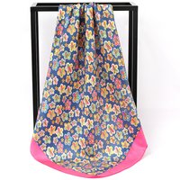 Spring Silk Satin Scarf Women Foulard Floral Patterns Neckerchief Elagant Floral Bandana Head Bands Foulard Female Scarf 90x90cm