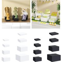 8 Pieces Acrylic Display Riser Box for Buffet Table Nesting Riser Stands for Action Figures Collection Catering Cake Cosmetics