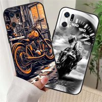 Retro Garage Motorcycle For OPPO Reno 14 13 12 11 10 9 8 7 F FS Z Lite Plus Pro 4G 5G Black Phone Case