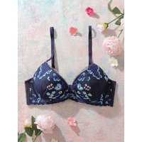 1Pcs Everyday Thin Cup Women's Bra Soft Knitted Push-Up Bra Floral Embroidery Spliced Breathable Lace Underwire Bra for Women