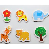 12/36pcs Fridge Magnets Animal Fish and Crab Wooden Fridge Magnet 3D Cartoon Sticker Diy Office Whiteboard Gadget Kids Education