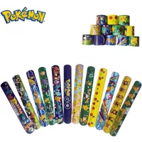 Pokemon Pikachu Wristbands Slap Snap Wrap Bracelet Anime Doll Characters Children Hand Ring Toys for Xmas Gift