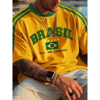 Brazil National Team Summer 3D Printed Family Sportswear Football Jersey T-shirt Is Loose Comfortable Suitable for Daily Wear