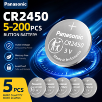 5-100PCS Panasonic CR2450 Watch Buttom Battery 2450 LM2450 DL2450 ECR2450 BR2450 CR 2450 3V 600mAh Lithium Coin Cell Batteries