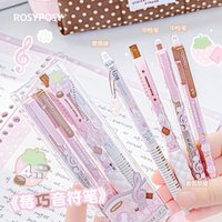 4pcs Chocolate Music Note Pen, Press ST Nib Black Pen Scented Gender-neutral Student Brush Question Pen Gel Pen Set Kawaii Pens