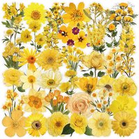 10/50Pcs Transparent Yellow Flowers Stickers Decorate Guitar Computer Luggage Hand Account Desktop Waterproof Adhesive Sticker