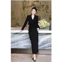 Fashionable Hand-Painted Floral Suit Jacket And Skirt Two-Piece Set for Women Autumn 2026 High Waist Flared Skirt