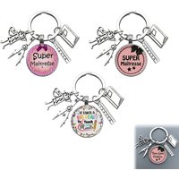 Round Glass Alloy Keychain with Time Gem Pattern Durable Zinc Alloy Resin Sealed for Bags Backpacks