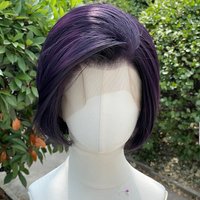 Dunkellila Cosplay-Perücken, Lace-Front, 20,3 cm, kurzer Bob-Schnitt, 13 x 4, synthetische Lace-Front-Perücken für Männer und Frauen, hitzebeständig, halbe Hand
