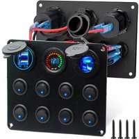 Waterproof DC 12V 24V Panel for Marine Car Boat 8 gang Led Rocker Switch 4.2A USB Charger Rocker Switch Control Panel