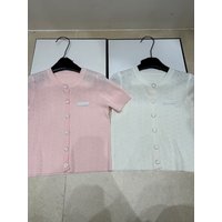 VIBE Sweet Style Knitted Short Sleeve round Neck Open Cardigan Women's Hollow out Versatile High End Feeling Button up Top