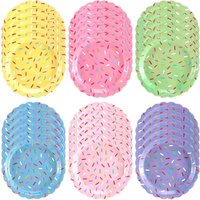 Ice Cream Paper Plates for Sweet One Donuts Tableware Supplies Colorful Donuts Sprinkle Disposable Dinnerware Set
