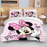 Disneyyy Minniee Mouse Love Printed Bedding Set, Bedroom Decor