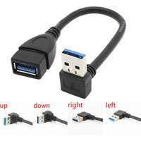 20cm USB 3.0 Right/ Left/ Up/ Down Angle 90 Degree Extension Cable USB Male To Female Adapter Cord USB 3.0 Cables Extension Cord