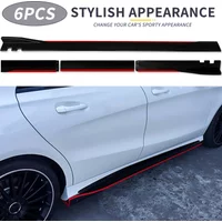 6 PCS 2M/2.2M Universal Side Skirts Extension Rocker Panels Lip Splitters BMW ABS Car Accessories Fits Universal Vehicles Black