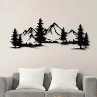Charming Handmade Rustic Metallic Forest & Mountain Wall Art with Evergreen Tree Design for Kids Room Farmhouse Christmas Gift
