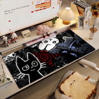 Cartoon Creepy Cat Mouse Pad Non-slip Rubber Gamer Balance Computer Mat Decoracion Deskmat Laptop Office Large