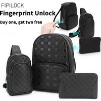 School Travel Bags Backpacks Man Clutch Bags Crossbody Chest Bags for Woman with Smart Fingerprint Unlock Anti-theft image 4