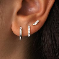 3PCS Silver Color Stackable 14k Gold Plated Earrings Set for Women Dainty Zircon Multiple Huggie Hoop Earring Piercing Jewelry