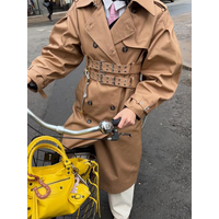 Chic Punk Trench Coat For Women Full Sleeve Loose Hooded Crop Coat Lapel Bat Sleeve Long Coats 2025 New Lady Y2k Fall Outwears