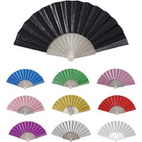 Foldable Portable Folding Fan Plastic Elegant Cloth Hand Fan Plain Chinese Fabric Hand Fan for Weddings Travel Party Dancing
