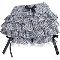 Black white pleated panties woman pumpkin cute panties bow knot lolita safety shorts vintage pants victorian bloomers