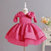 HETISO High Quality Satin Bowknot Party Dresses For Little Girls In Summer Children's Regular Wear Kids Birthday Gown