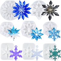 Resin Casting Molds Christmas Decoration Resin Silicone Molds 8pcs 3D Ice Crystal Snowflake Silicone Epoxy Resin Molds
